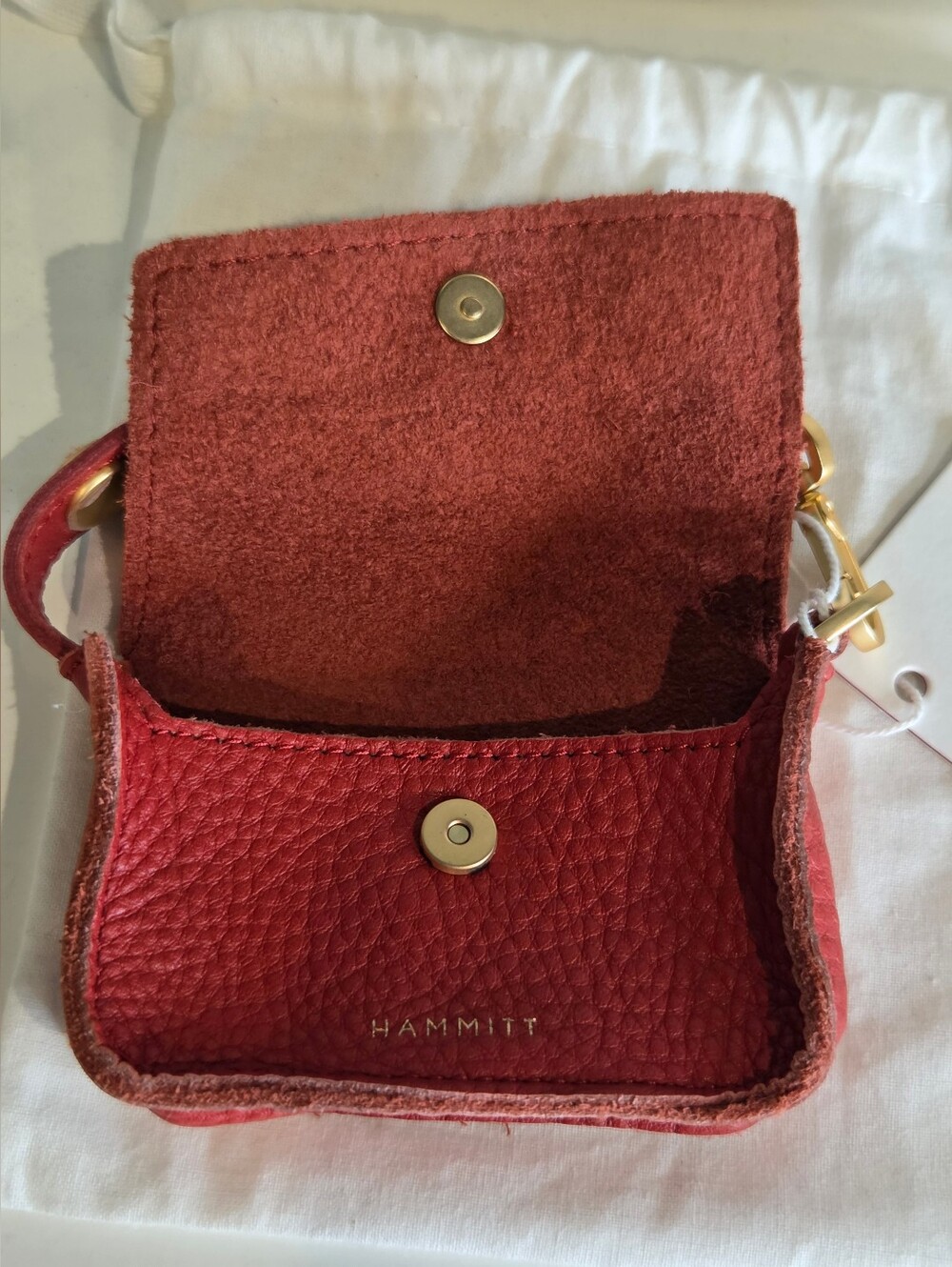Hammitt Winter Cherry Red Leather Ornament Mini Pouch Bag Charm - Picture 6 of 11